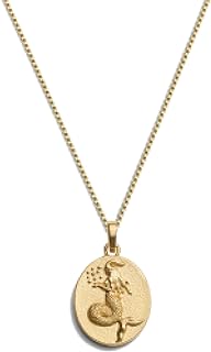 Zodiac Goddess Charm Necklace - Coin Necklace with Gold Vermeil or Sterling Silver Chain 20-22" - Pendant Necklace for Women - Fine Jewelry - Layering Charm Necklaces - Statement Piece