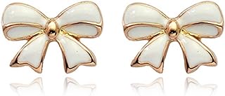 TyNox Simple Gold Tone Bow Tie Ribbon Stud Earrings Fashion Jewelry for Women