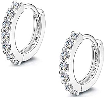 925 Sterling Silver Cubic Zirconia Cartilage Hoop Earrings with Latch Back Finding for Women and Girls - Small, Dainty Huggie Design for Sensitive Ears
