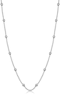 Kooljewelry Sterling Silver Bead Ball Station Necklace (16, 18, 20, 22, 24, 30 or 36 inch)