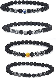 Anti-Swelling Black Obsidian Anklet, 4Pcs Magnetic Therapy Ankle Bracelet, Obsidian Beaded Bracelet For Men/Women Gifts