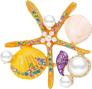 Multi-color Crystal Starfish Brooches Pins for Women/Men/Child corsage Faux Pearls Brooches Hats Bags Clothing Decorations Accessory