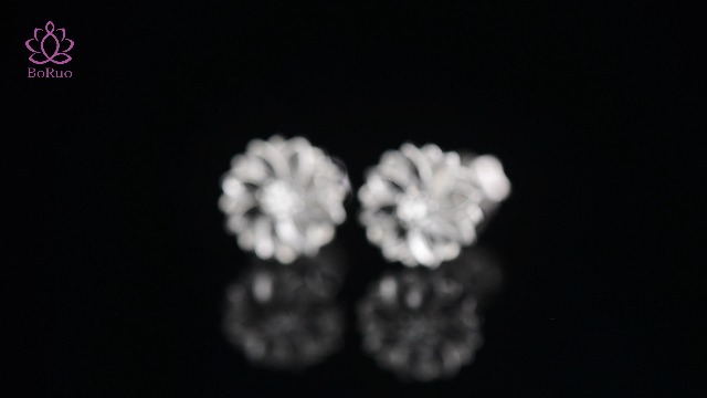 925 Sterling Silver, 14K White Gold/Gold Plated Stud Earrings, Lotus Flower Yoga High Polish Tarnish Resistant Earrings/Silver Earrings, Gold Earrings for Women
