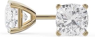 14k Yellow Gold Cushion Cut Diamond Stud Earrings .50 Carats