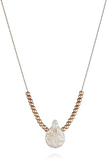 Baroque Natural Irregular Pearl Pendant Necklace for Women 18K Rose Gold Plated Beads Chain