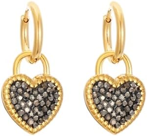 Gold Heart Drop Titanium & Zirconia Earrings for Women - Lightweight & Hypoallergenic Fashion Jewelry with Sophisticated Design