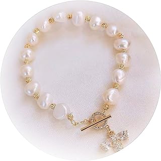 Pearl Bracelet for Women Bee Pendant Bracelet Pearl Beaded Bracelet for Girls Adjustable Freshwater Pearl Chain Bracelet Wrist Jewelry Gifts