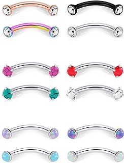 Stainless Steel 16g Opal Belly Button Ring, Versatile Piercing Jewelry for Women, Suitable for Eyebrow, Lip, Cartilage & More, 8mm Length, Hypoallergenic, Customizable Design