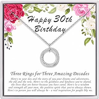 Spring Ring Clasp 30th Birthday Charm Bracelet with Cubic Zirconia Gems on a Box Chain - Perfect Sterling Silver Gift for Women - Elegant Design Jewelry