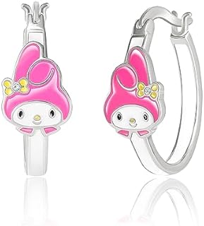Hello Kitty Sanrio My Melody Womens Hoop Earrings - Silver Plated My Melody Earrings Officially Licensed