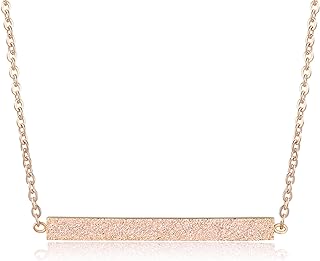 Minimalist Rose Gold Bar Pendant Necklace with Rolo Chain and Lobster Clasp for Women - Understated Elegance and Versatility