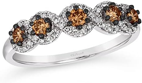 1/2 Carat White and Brown Diamond Wedding Band Ring for Women in 14k White Gold (SI1-SI2, cttw) Anniversary Promise Ring Size 4 to 10 by LeVian