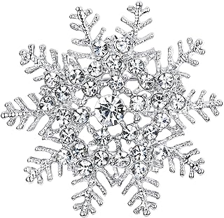 BriLove Women's Austrian Crystal Art Deco Winter Snowflake Brooch Pin for Women