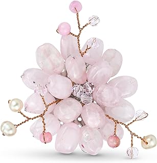 AeraVida Charming and Stylish Vibrant Pink Simulated Quartz Lotus Flower Brooch Pin