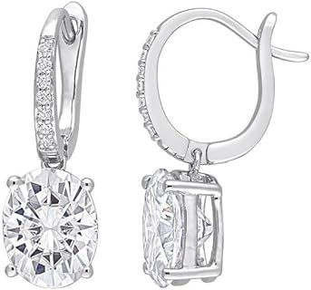 ANGEL SALES 2.30 Ctw Oval Cut Diamond Solitaire Drop Earrings For Girls & Women's 14K White Gold Finish