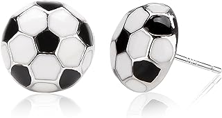 Sterling Silver Post Sports Earrings,Basketball Soccer Football Volleyball Stud for Women Teen Girls Mom Birthday Jewelry Easter Mothers Day Gifts