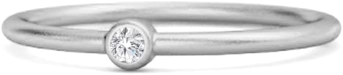 Rose Gold Plated Sterling Silver Moissanite Diamond Promise Ring for Women - MOONEYE Solitaire Stackable Design