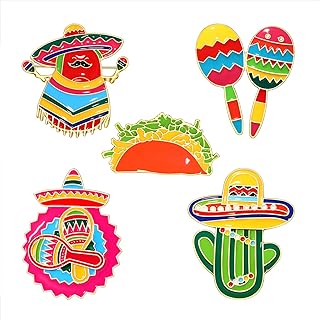 Cinco De Mayo Brooches Pin for Women Fun Mexico Fiesta sombrero Cactus Brooch Mexican taco Maracas Chili Pepper Brooch Pins Fashion Cinco De Mayo Day Festive Holiday Brooches Jewelry Accessories Gifts for Ladies Girls