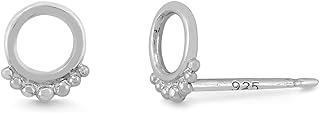 Boma Jewelry Sterling Silver Beaded Open Circle Stud Earrings