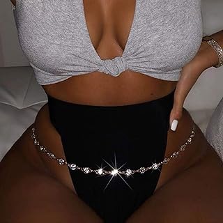 Nicute Crystal Rhinestone Waist Chain with Lobster Clasp - Dazzling Alloy Body Jewelry for Women and Girls