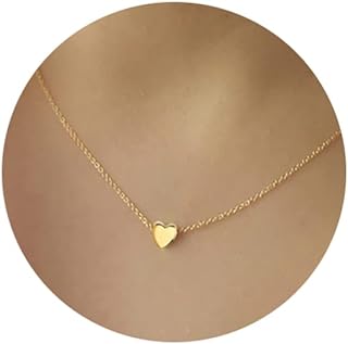 Tiny Gold Heart Choker Necklace,Dainty Cute Initial Heart Pendant Necklace,Rose Necklace,Layered Heart Necklaces for Girls and Women,Christmas Gift