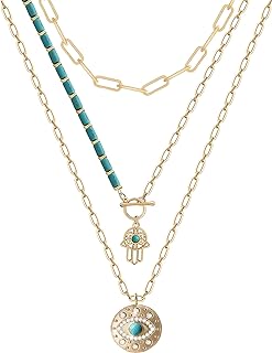 Evil Eye Necklace for Women Girls Layered Turquoise Choker Necklace Set