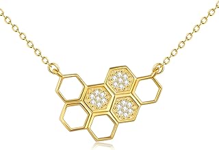 Honeycomb Necklace Sterling Silver Geometric Pendant Hexagon Necklace for Women Jewelry Gifts