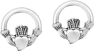 AeraVida Loving Embrace Claddagh Symbol .925 Sterling Silver Stud Earrings | Minimalist Sterling Silver Stud Earring for women | Loving Stud Earrings | Love Symbol
