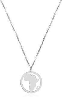 Fashion Africa Map Necklace Cut Copper Hollow Round Pendant Jewelry