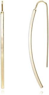 Long Curved & Linear Metal Bar Drop Threader Earrings for Women