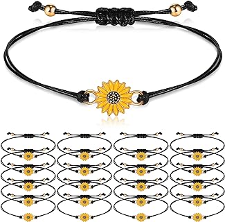 20 Pcs Handmade Sunflower Bracelets Adjustable Friendship Bracelet Friend Boho Couple Bracelets Matching Bracelets Promise Bracelets for Couples Women Girl Friends