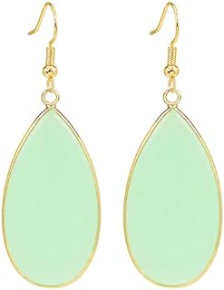 Natural Healing Stone Drop Earrings Crystal Teardrop Moonstone Dangle Earrings