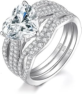 JewelryPalace Bague Femme Mariage Classique Solitaire Cœur en Zircone Cubique avec Taille 49, pour toutes occasions, en Argent 925 Plaqué Rhodium, idéale pour un cadeau spécial