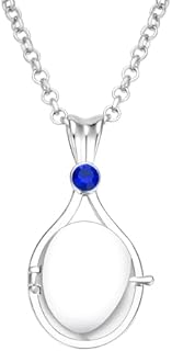 H2o Mermaid Locket Necklace Silver Plated Copper Metal Openable Pendant Necklaces, Inlay Shiny Blue Crystal for Woman Girls Fans Cosplay Party Jewelry Gift