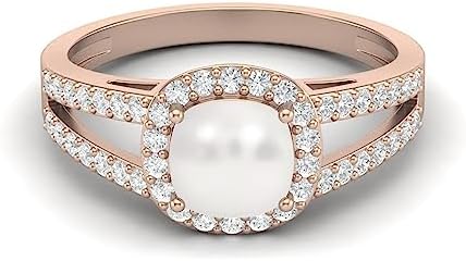 MOONEYE 1.75 Cts Cushion Pearl 925 Sterling Silver Solitaire With Accent Split Shank Wedding Engagement Ring For Women