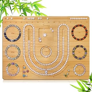 Bead Boards for Jewelry Making Bamboo Bracelet Measurement Board 4.5" 5" 5.5" 6" 6.5" 7" 7.5" All in Inches Beading & Jewelry Making Trays Mats Wooden Bracelets and Necklace Design Board