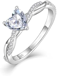 Opal Rings Promise Ring, 925 Sterling Silver Heart Shaped Ring Birthstone Ring Cubic Zirconia/Opal Twisted Vine Engagement Ring Wedding Rings Anniversary Valentine's Day Ring Size 6-10 /1.25ct