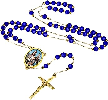 FaithHeart Christian Rosary Bead Cross Necklace for Women Men, Stainless Steel Praying Rosary Y Necklace Jewelry, Gift Box