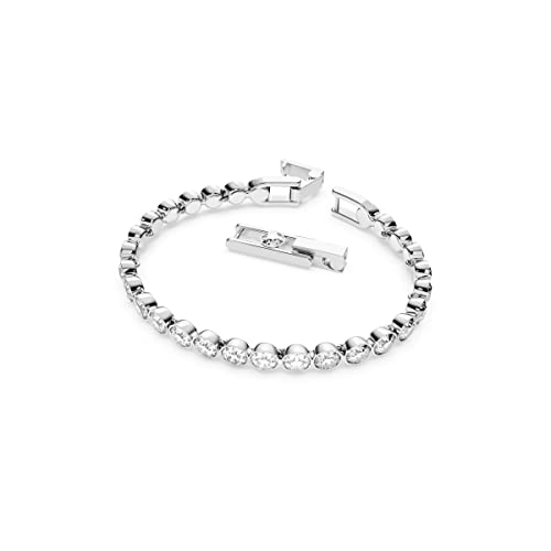 Tennis Bracelet and Earring Jewelry Collection, Rhodium Finish, Clear Crystals