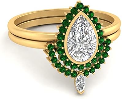 Yellow Gold-Plated Pear-Shaped Created Sapphire Engagement Ring with Halo CZ Diamond Detailing, Customizable Size and Gemstone - Perfect Gift for Wives