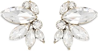 SWEETV Sparkly Rhinestone Stud Earrings for Women, Crystal Wedding Bridal Earrings for Brides,Cluster Bridesmaid Earrings, Prom Formal Party Jewelry