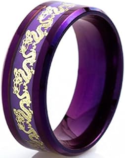 Jude Jewelers 6mm 8mm Stainless Steel Dragon Phoenix Style Chinese Wedding Couple Lovers Band Ring