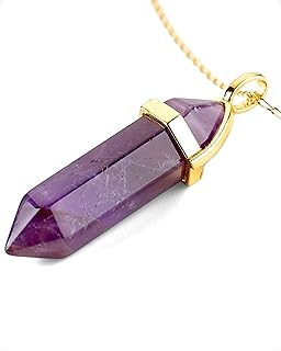 Collier améthyste élégant LAVISA en pierres naturelles de 55 cm et pendentif unique, pour femmes et hommes, parfait pour toutes occasions et aventures quotidiennes