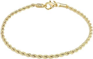 kelistom 18K Gold/White Gold Plated Rope Chain Anklet, 3mm Stainless Steel Ankle Bracelets for Women and Men, 9 10 11 inches