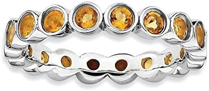 Stackable Sterling Silver Citrine Ring - Durable Gemstone Ring for Jewelry Enthusiasts - Sleek, Minimalist Design