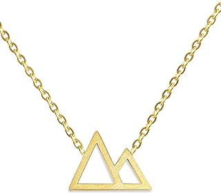 High-Quality Alloy Mountain Pendant Necklace with Lobster Clasp, Cable Chain for Women - Skiers, Hikers, Campers - Gold/Silver