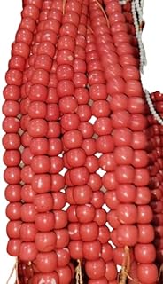 Lobster Clasp Red Coral Beaded Necklace in Sterling Silver Curb Link Chain Design for Men & Women, Handcrafted Round Shape