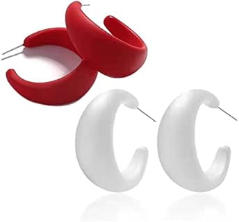 Colorful Acrylic Chunky Hoop Earrings for Women Girls Lightweight Exaggerated Geometric Earrings Minimalist Earrings Retro Neon Earrings StatementJewellery