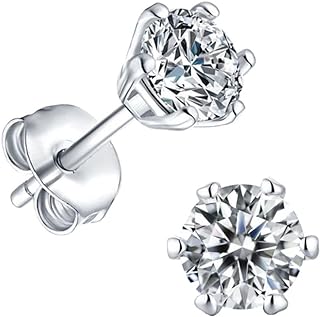 Liuanan Earrings for Women Stud Moissanite Diamond 1 Carat D Color VVS1 Simulated 18K White Gold Plated Silver Gifts for Wife Mom Girlfriend Birthday Anniversary Valentines Day