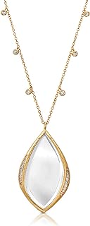 14k Gold-Plated Cable Chain Magnifier Pendant Necklace with White Simulated Diamonds for Women-Soleil Gold Design